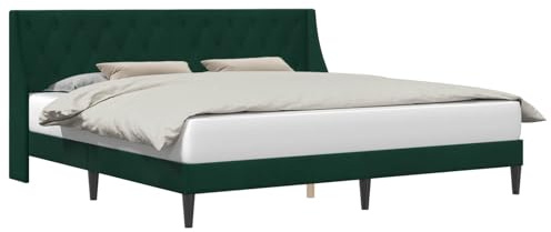 vidaXL Bettrahmen mit Kopfteil Dunkelgrün 200 x 200 cm Samt