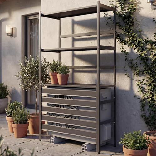 Mendler Verkleidung für Klimaanlage/Wärmetauscher HWC-P95 - anthrazit | Abdeckung, Schutzgitter, Regal, 163x90x38cm, Aluminium