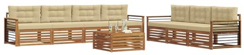 vidaXL Outdoor-Sofagarnitur mit Kissen 8 pcs Natur und Beige, Gartenlounge, modernes Outdoor-Sofa-Set, langlebige Terrassenmöbel, Bequeme Sitzmöglichkeiten