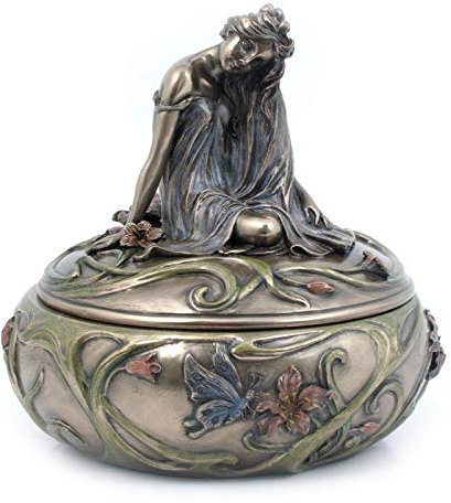 Romantische Schmuckschatulle Deckeldose Jugendstil Dame FrauenskulpturAN10292A4 Palazzo Exklusiv