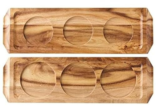 Utopia Acacia Wood Wine/Beer Flights - Pack of 6 | Drink Presentation Boards, Wooden Serving Boards, Drinks Paddles