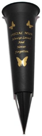 David Fischhoff - Florero funerario con estaca y texto en inglés, mamá, 1 pack