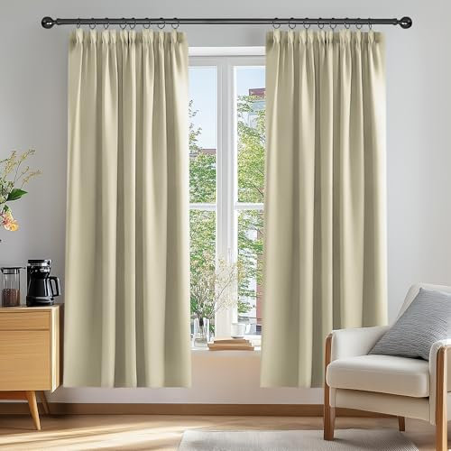 Deconovo Tende Camera da Letto Oscuranti 2 Pezzi, Tende Moderne per Soggiorno Interni, 168x229 CM (Larghezza x Altezza), Beige