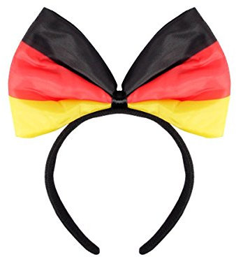 Alsino Deutschland Haarreifen Haarreif Schleife Accessoire Fußball Fanartikel EM WM Public Viewing Fliege - Perfekt für Damen - Schwarz rot gold - Unigröße - Flexibel & bequem