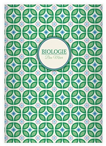 Kartenkaufrausch 4 personalisierte, Coole 70er Jahre Blumen DIN A4 Schulhefte, Schreibhefte mit Blüten Muster in grün Lineatur 20 (blanko Heft)