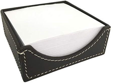 Zettelbox aus Leder chocolate braun 11x11 cm