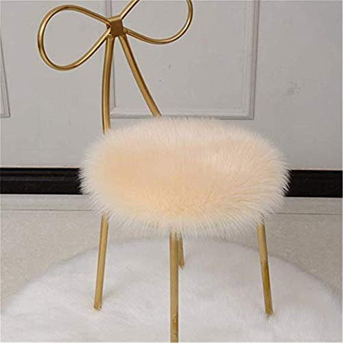 Hava Kolari Faux Lammfell Schaffell Teppich, Runde Plüsch Matte Sitzkissen, Wohnzimmer Schlafzimmer Home Decorator Anti-Rutsch Yoga Teppich (Beige,30 * 30cm)