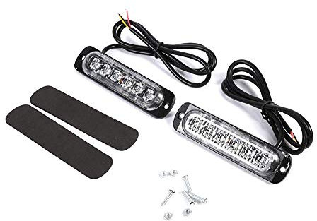 Keenso - Stroboscope d'urgence à 6 LED 12V clignotant avertisseur danger lumière barre stroboscope pour voiture et camion (Ambre) - Police À Led Stroboscopique