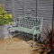 Charles Bentley Decorative, Wrought Iron, Outdoor, Rustic, Bench, For Patio, Garden, Balcony, Decking, Furniture, 2 Seater, with Elegant Curved Armrest, Rustproof, Stylish, Sage Green (104x55x95.5cm)