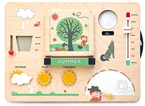 Tender Leaf Toys Wetteruhr Lernspielzeug mit magnetischem Zubehör und Aktivitäten- Lehren Sie Jahreszeiten, Temperatur und Neue Sprachfähigkeiten für Kinder ab 3 Jahren