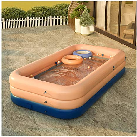 Momola Piscine Gonflable Grand Trois Anneaux Pataugeoire été Jardin Famille Jeux d'eau, Swimming Pool Piscine pour Le Jardin 210x150x68cm (Rose)