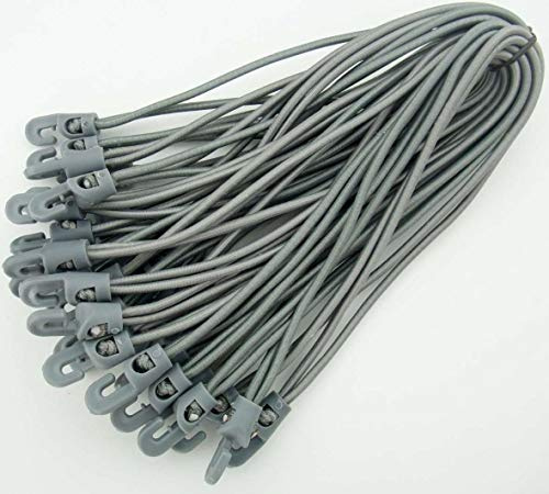 10 Stück Spannfix Planenspanner 25 cm, Ø 4 mm Schwarz - Spanngummi mit Haken (10 Stück, Silber-Grau)