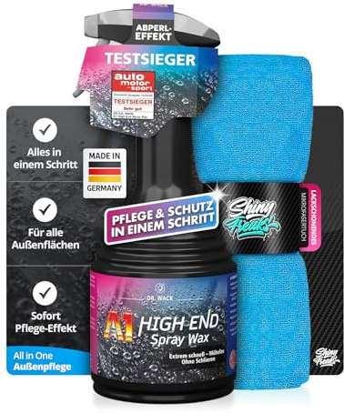 Detailer Auto Pflege Set: Dr. Wack A1 High End Spray Wax Lackversiegelung + ChemicalWorkz Edgeless Soft Touch Premium Mikrofaser Poliertuch 500GSM | 2-teiliges Sparset