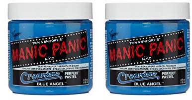 Manic Panic Blue Angel Pastel Classic Creme, coloración semipermanente para el cabello vegana y libre de crueldad animal, 2 x 118 ml