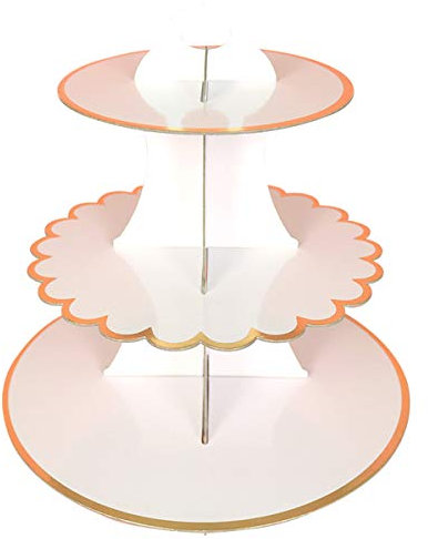 Karton Tortenständer 3 Etagen, Papier Muffinständer Dessert Etagere, Cupcake Turm Servierständer, Pappe Kuchenständer Halter für Party Geburtstag Hochzeit (Weiß)