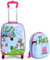 RELAX4LIFE Set de Valise Enfant à roulettes 16 et Sac à Dos 12 en ABS, Bagage Trolley Enfant pour Voyage, École, Jardin d’Enfant, Éléphant Coloré/Poulain Rose/Zoo Bleu (Forêt Bleu)