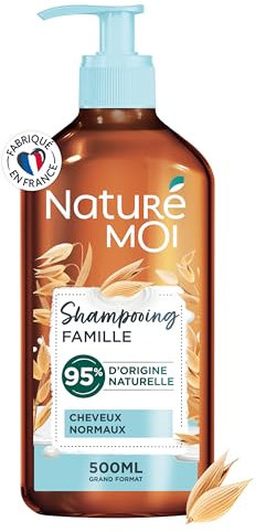 Naturé Moi - Shampooing Pour Toute La Famille À L'Avoine Bio D'Auvergne - Format Familial Adapté À Un Usage Fréquent Pour Les Cheveux Des Parents Et Des Enfants - 500 ml - Fabriqué En France