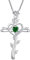 starchenie Kreuz Halskette Damen 925 Sterling Silber Herz Grüner Zirkonia Rose Kruzifix Anhänger Schmuck Geschenke für Frauen Mama Freundin
