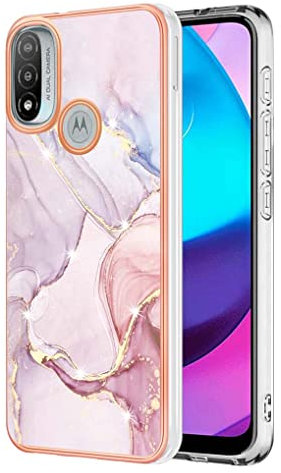SEAHAI Coque pour Motorola Moto E20, Ultra Mince Élégant en Silicone Souple Motifs Colorés Coque Brillante Antichoc, TPU Gel Etui Résistant pour Motorola Moto E20 - Or Rose