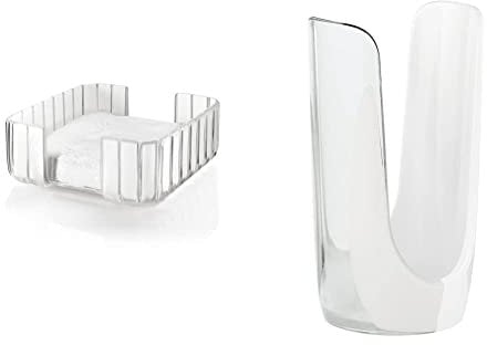 Guzzini Portatovaglioli Grace, Trasparente, 19 x 19 x h 7.3 & Portabicchieri Bicolore Glam/Vintage, Trasparente, 9.5 x 10.3 x h18.5 cm