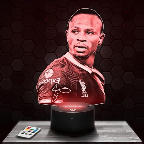 Nachttischlampe - Touch-Nachtlicht S. ManéFußballspieler 3D-LED-Lampe Illusion, Geschenkidee Weihnachten Geburtstag Junge und Mädchen Nachttischlampe Kinder- oder Erwachsenenzimmer