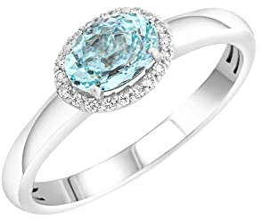 Diamonds by Ellen K. Damen Ring 585/- Gold Glänzend Aquamarine weiß 0,09ct. 300370092-1