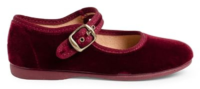 Pisamonas Mädchen Riemchenballerinas Aus Samt Mit Schnalle Größe 38 Farbe Bordeauxrot