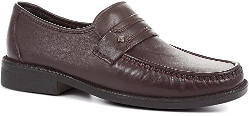 Pavers Wide Fit Classic Leather Loafers - Burgundy Size 11