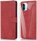 ARRYNN Cover per Xiaomi Redmi A2/A1 4G con Vetro Temperato, Portafoglio in Pelle, Custodia a Libro Supporto Magnetica - Rosso