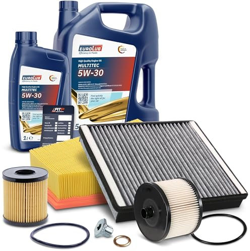 ATEC Germany Inspektionspaket Filterset mit 1x Ölfilter, 1x Kraftstofffilter, 1x Luftfilter, 1x Innenraumfilter (Aktivkohle), 1x Motoröl 5W-30 6 l, Kompatibel mit FORD GALAXY II (WA6), S-MAX (WA6)