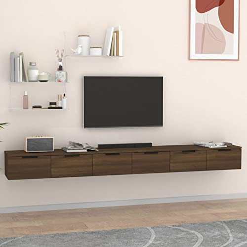 ZEYUAN Wandschränke 2 STK Hängeschrank, Fernsehschrank, Sideboard Hängend, Sideboard Tv Lowboard, Tv Cabinet, Braun Eiche-Optik 102x30x20cm Holzwerkstoff