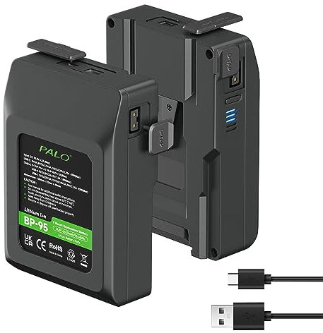 2 Batterie Ricaricabili agli ioni di litio a V Mount/V Lock, 95 Wh, 14,4 V, 6600 mAh, per videocamere Broadcast video, compatibile con Sony HDCAM, XDCAM, fotocamere Digital Cinema e altre videocamere