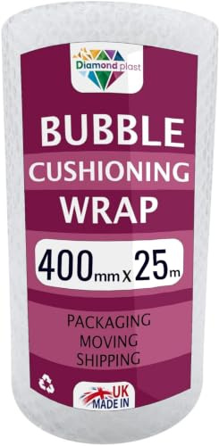 Bubble Cushioning Wrap for Packaging and Mailing, Heavy Small Air Bubbles, 400mm x 25m Roll, Packing or Storage (400mm x 25m)