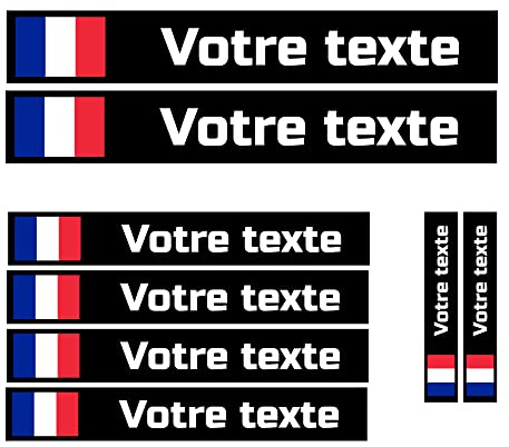 Autocollants Personnalisés Drapeau et Nom, 8 Pièces | Étiquette personnalisable, Pour Vélo, Scooter, Casque Moto, Voiture et Accessoire, Vinyles