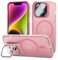 Tigratigro Coque avec Béquille, Compatible avec iPhone 14 Plus, Protection d'appareil Photo H9 en Verre Trempé, Coque Arrière Translucide Givrée, Anti-Traces de Doigts, Toucher Velours(Sakura Pink)