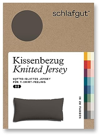 schlafgut Knitted Jersey Kissenbezug 40 x 80 cm Sand Deep Uni weicher Premium Kopfkissenbezug einzeln, faltenfrei mit Elasthan