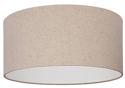 EGLO Deckenlampe Feniglia, runde Deckenleuchte, Wohnzimmerlampe aus Leinen in Naturfarben und Metall in Schwarz, Aufbaulampe für Wohnzimmer und Schlafzimmer, E27 Fassung, Ø 47,5 cm