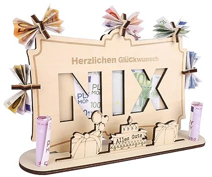 ENLACE NIX Geschenk, NIX Geburtstag Geldgeschenk Holz, Nichts Geburtstagsgeschenk, Kreatives Wunscherfüller Geldgeschenke, Geschenke Aus Holz, Geschenk für Familie, Liebhaber, Freunde