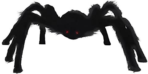 Halloween Riesenspinne Halloween Realistisch Haarige Spinne Halloween Deko Riesen Spinne Glühenden Augen Gruselige Plüsch Spider für Halloween Dekoration Karneval Riesenspinnen Requisiten (125cm)
