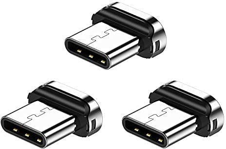 Kuulaa Lot de 2 câbles de charge magnétiques USB C de 3 A avec adaptateur de type C, charge rapide QC 3.0, câble de charge magnétique en nylon tressé (Connecteur TypeC)