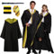 Kitimi Magic Robe, Umhang, 4PCS Zauberer Cosplay Kostüm für Erwachsene, with Cape, Magic Wand, Glasses, Scarf, Tie, Halloween Wizard Costume for Cosplay, Carnival, Fancy Dress, Gelb