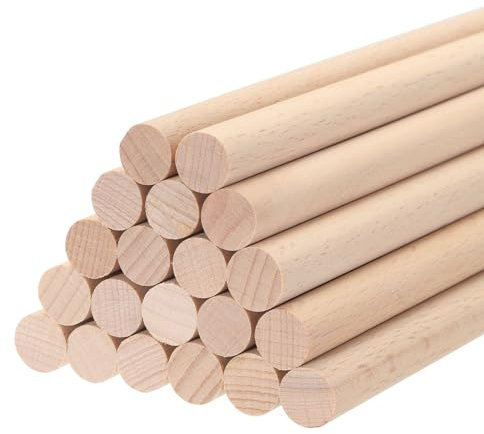 QUARKZMAN Bâtons de Bois en Tige de Bois 10cmx1.2cm Bâtons de Bois Ronds Bricolage Décoration Artistique Baguettes Artisanales Petites Tiges Maison Faites À La Main, Lot de 20 000556aa230815