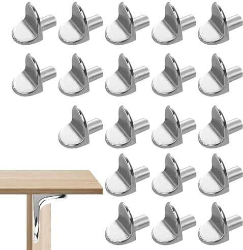 20 Pcs Shelf Support Pegs,L Shape Metal Shelf Pegs,Shelf Support Bracket Pegs Cupboard Shelf Pegs,Nickel Plated Shelf Bracket Pegs Pins for Kitchen Cabinet Bookcase Closet Wardrobe(Silver,5mm)