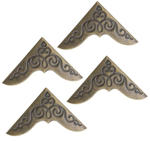 NUOBESTY 4Er Vintage Schutzecken, DIY Ecken Verzierung, Metall Eckenschutz, Vintage Messinghammer Metalldekor Tischdekoration Möbel schmücken Dekorationen Eckschutz