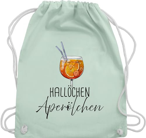 Shirtracer Turnbeutel Rucksack - Karneval & Fasching - Taschen - Hallöchen Aperölchen I Aperol Spritz Mädelsabend I Aperol Spritz Geschenk - Unisize - Pastell Grün - beutel festival karnevalsbeutel