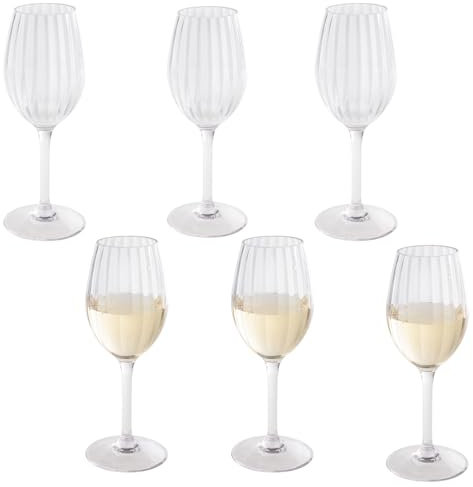 Buddy's Bar Lot de 6 verres à vin blanc/gobelets en plastique Tritan, transparent, Ø 8 cm, hauteur : 21,5 cm, 320 ml