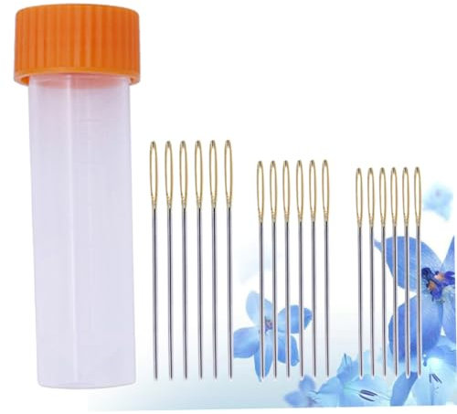 HAPINARY 18stücke Teiliges Set Mit Stumpfen Nadeln Aus Kohlenstoffstahl Großem Loch Zum Selbermachen Garnstricknadeln Mit Aufbewahrungsbehälter Drei