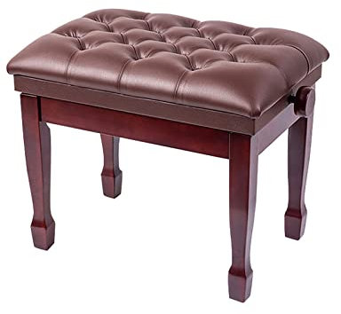 RWRAPS Klavierhocker, höhenverstellbare Klavierbank mit eleganten Hufeisenhockerbeinen, Massivholzrahmen, Tragfähigkeit bis zu 180 kg, 58 x 41 x 48–58 cm, Braun, Mahagoni (Braun)