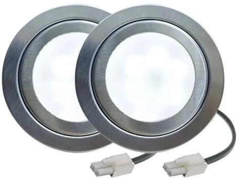 ADZJOY 2 uds 2,36-2.56in Agujero Armario luz Cocina Campana Extractora 1,5-2W luz LED 12V 24V 110V 220V con Conector SM EL YL Bombilla de Disco LED (Color : Warm White, Size : EL CONNECTOR_12V)