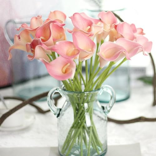 Wunderschöne künstliche Calla-Lilien, erhältlich in Gelb, Rosa, Weiß (Rosa)
